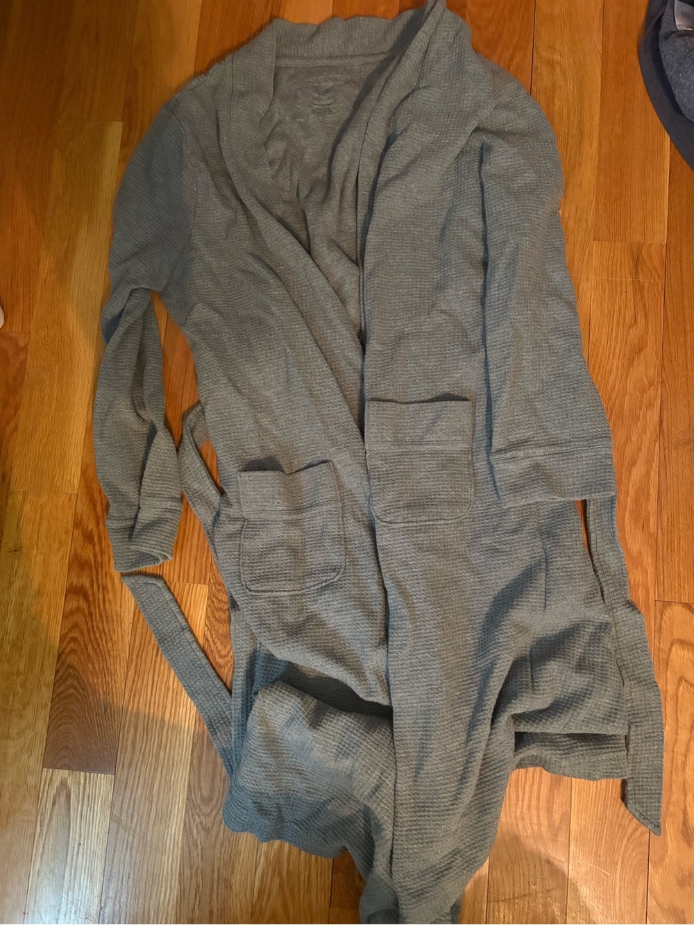 Cozy Grey Open-Front Cardigan with Pockets